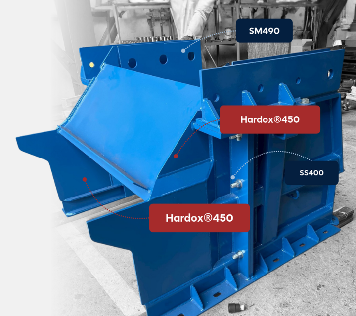 Crusher Feed Chute เหมืองหิน ลดการสึกหรอด้วย Hardox 450